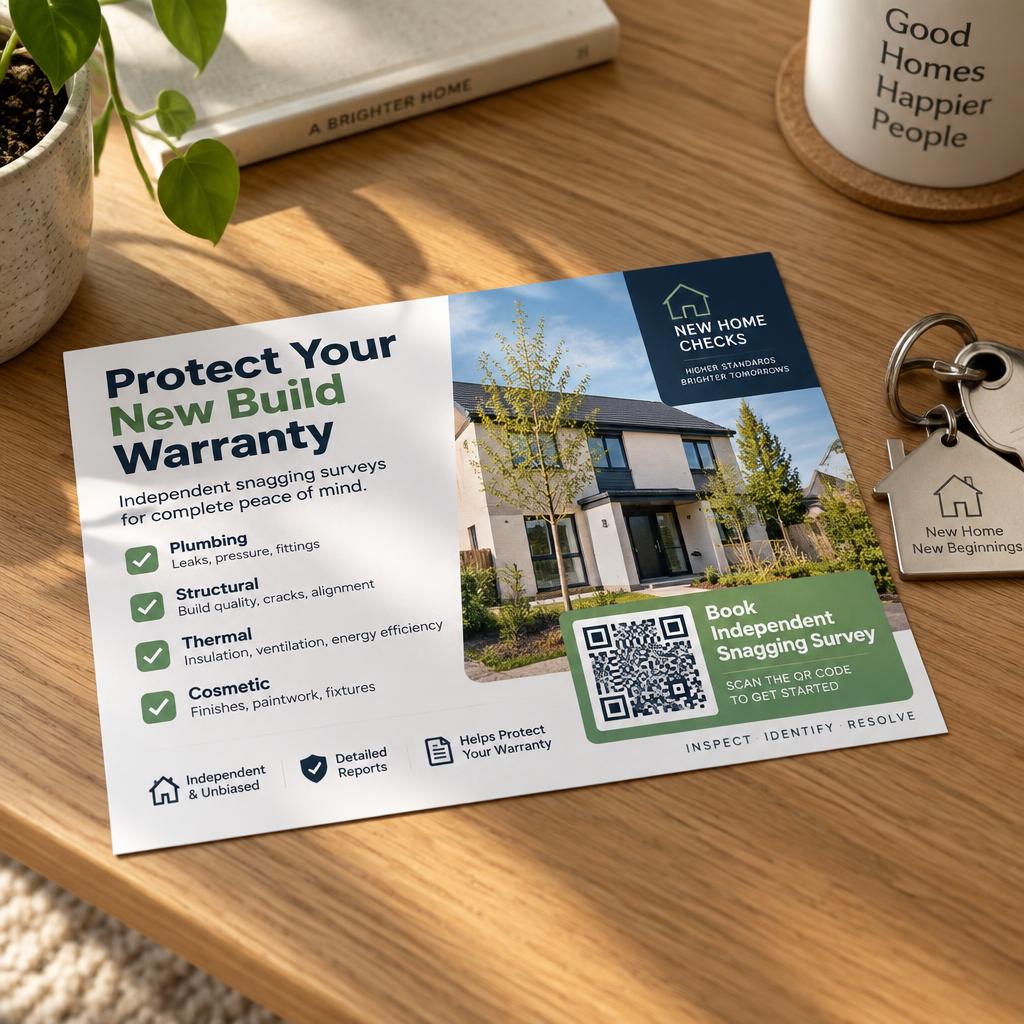 New-Build Snagging Inspection Direct Mail Postcard Mockup